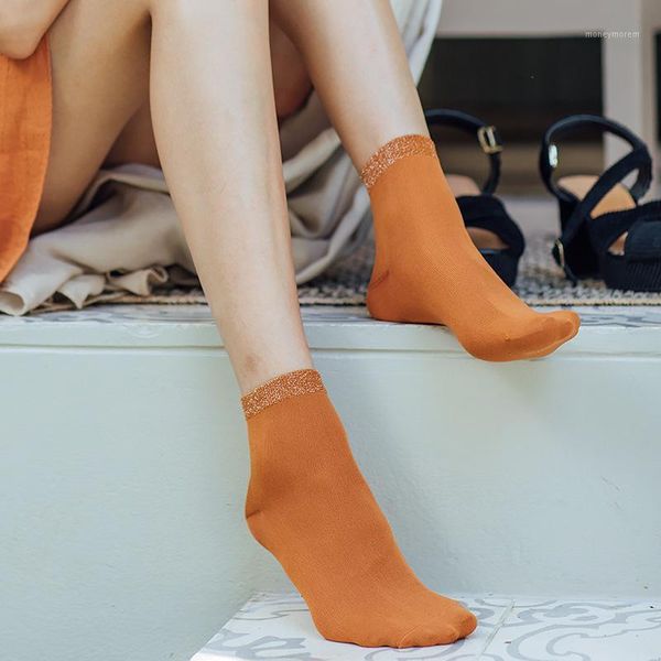 

socks & hosiery women casual 1 pair 2021 ankle girls bling color novelty thin nylon fashion cute lady1, Black;white