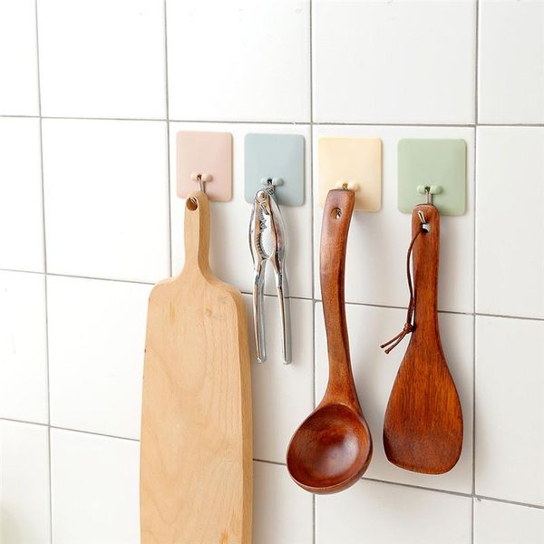 

hooks & rails 1pc plastic kitchen adhesive shelf hanger organizer racks wall hanging door bathroom clothes towel holder