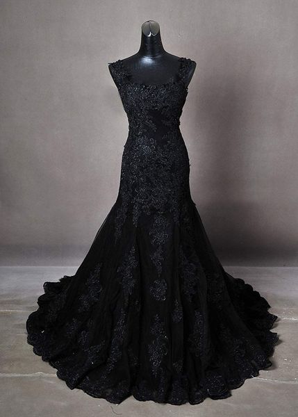 Vintage preto sereia vestidos de casamento cintas sem mangas longas vestidos nupciais para noiva mulheres de volta lace-up plus tamanho vestido de noiva gótico