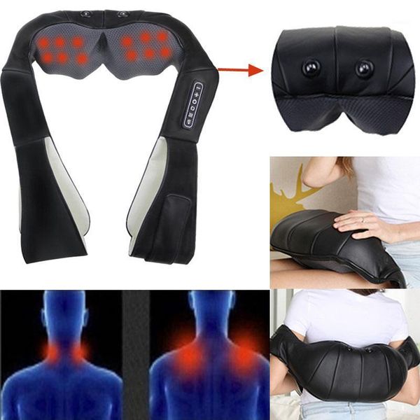 

electric massagers black 4d massage kneading heating infrared therapy shoulder neck back waist pain relief health care1