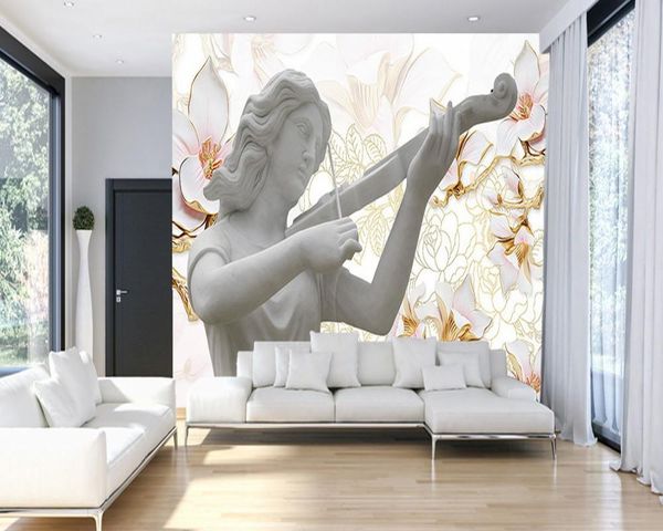 

wallpapers custom 3d mural characters musician fulcrum wax magnolia flower living room background cafe restaurant wallpaper