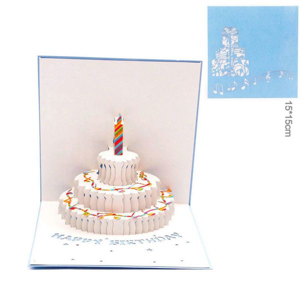 

new arrive birthday cake 3d pop up gift greeting blessing handmade paper silhoue & creative happy christmas cardsoutletsu5g