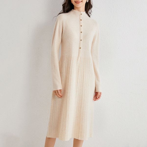 

2021 новая женская зимняя осень осенью 100% вязаная шерсть, одетая в упругое колена, мягкие рукава полные длинные сетки свитера # 2028 gptn, Black;gray