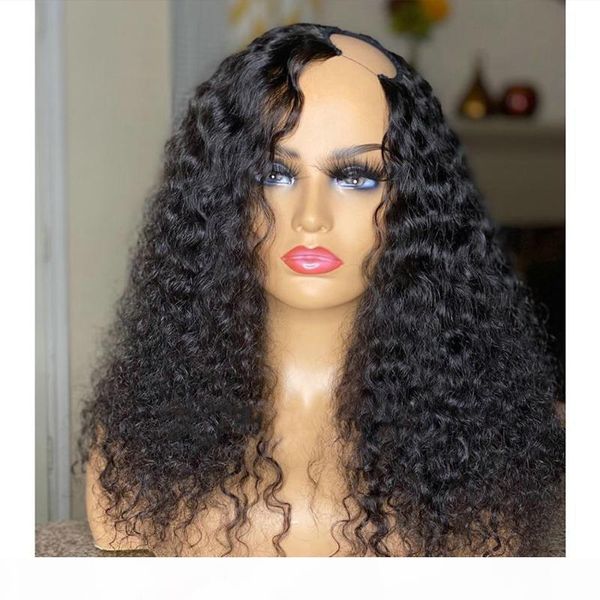 

kinky завитые pu шелк базовый парик с природным hairline шнурка фронта человеческих волос парики с волосами младенца отбеленные узлы для чер, Black;brown