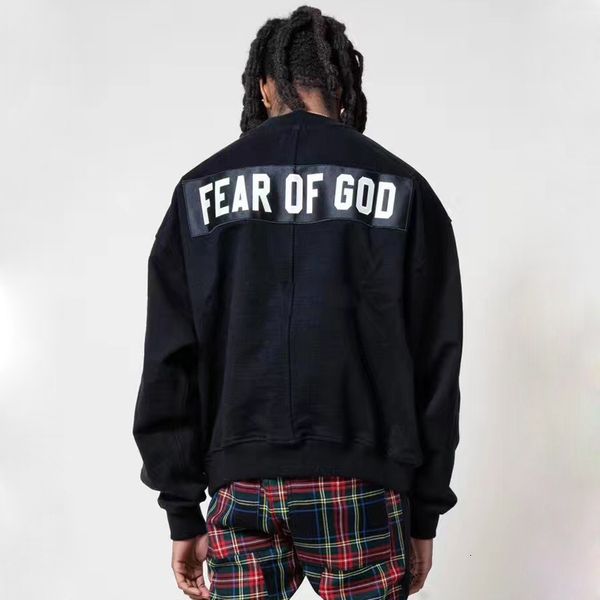 

fear of god fog black oversized sweatshirt solid color pullover hooded casual street skateboard sport outwear hoodies hflswy160