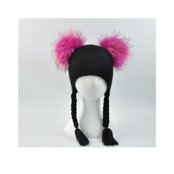 

baby hat autumn winter 2017 beanie hat with double real fur pompom warm wool toddler cap multicolor kids 2 real jllwbp