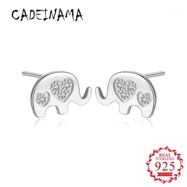 

other cadeinama fashion cute animal women solid 925 sterling silver stud earrings simple zircon classic korean party gift1, Golden;silver