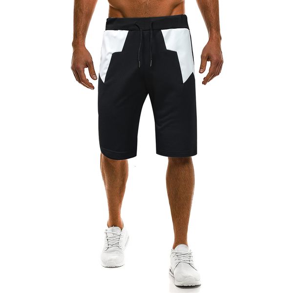 

personality spell leather tide men's fashion casual shorts, White;black