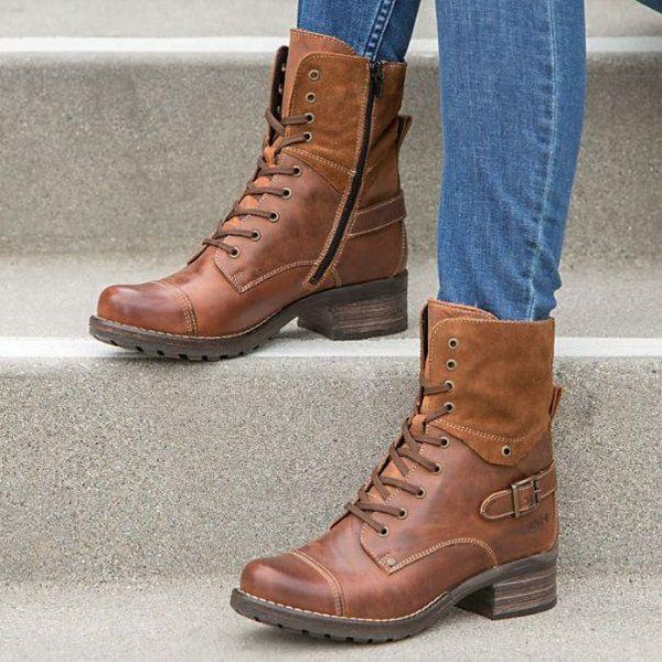 

boots leisure low heel 40-43 round autumn winter 2021 head strapping short, Black