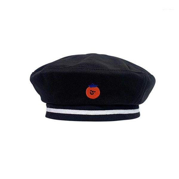 

berets winter hat women's navy sailor beret autumn and retro art embroidery painter cap french wild octagonal hat1, Blue;gray