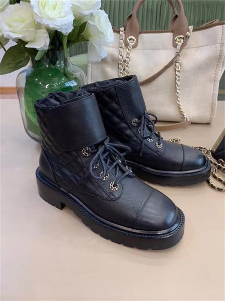 

designer womens boots luxury black rhombus metal symbol decoration lace-up leather round head high heel with box size 35-40