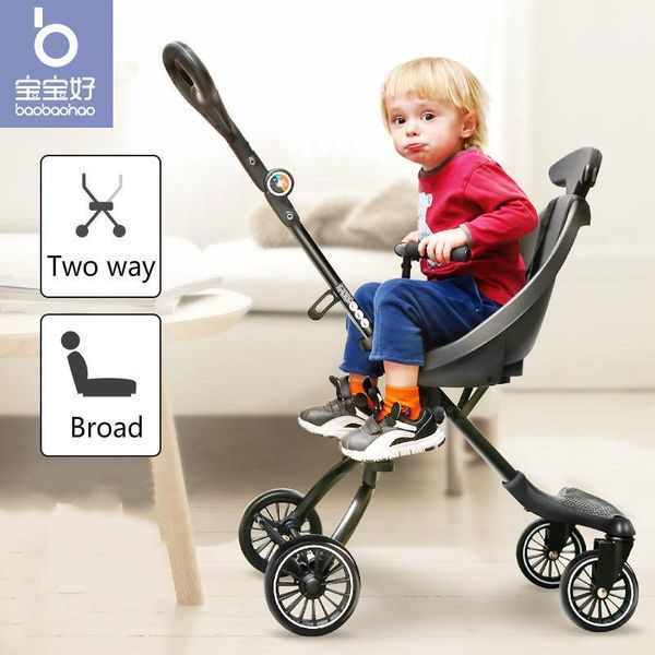 

strollers# baby stroller foldable lightweight two-way four-wheel high landscape children slip artifact for buggy folding1