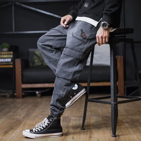 

men's pants large size sweatpants men trend 2021 tooling winter pantalones streetwear trousers casual hip hop loose jeans, Black