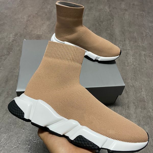 

new speed sock sneakers men designer shoes women stretch-knit mid sneakers lightweight runner shoes new color black red with box