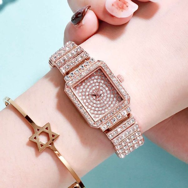 

new recommended light luxury temperament fashion small dial full sky steel band women's inlaid with english watch, Slivery;brown