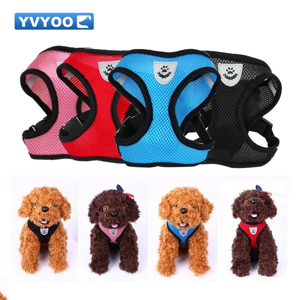 

dog collars & leashes harness vest adjustable soft breathable nylon mesh for dogs puppy collar cat pet chest strap
