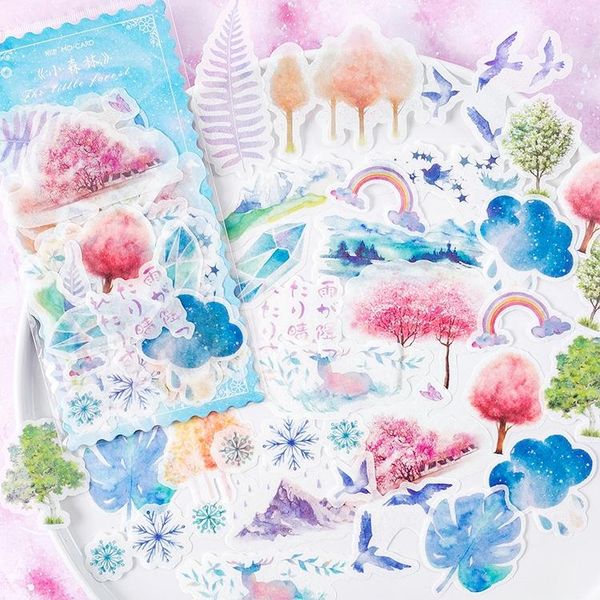 

60 pcs set beautiful butterfly flower season girl story drawing paper writing plant office stationery sticker sticker wmtifq