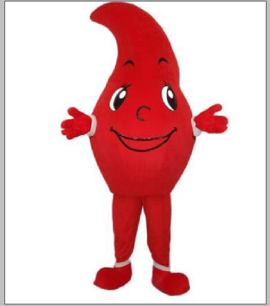 

2019 professional made new revised red dripping mascot costume halloween birthday party cartoon apparel, Red;yellow