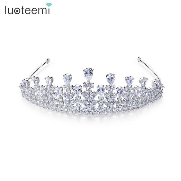 

luoteemi luxury fashion bride bridesmaid girl's rhinestone cubic zirconia decorated wedding hairband tiara for women jewellery, Golden;silver