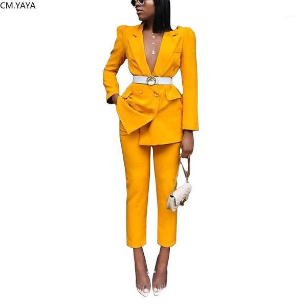 

2019 autumn winter women tracksuits notched double button long sleeve blazer straight pants fashion office lady zl12181, White;black