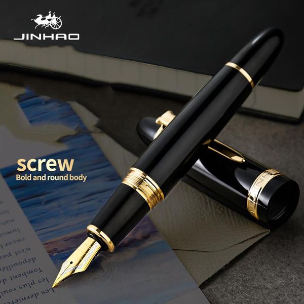 

luxury pen gift box set jinhao fountain pen medium or curved 1.0mm nib heavy black christmas business gifts canetas