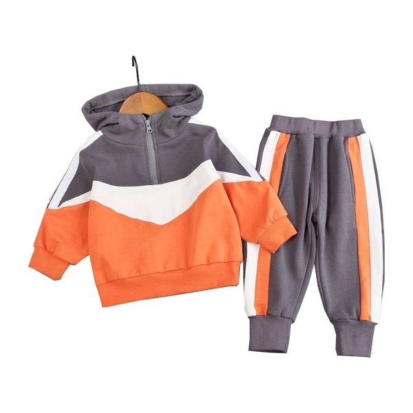 

new spring autumn baby boys girls clothes children sport hooded jacket pants 2 piece set toddler fashion clothing kids tracksuit 201127, White