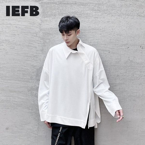 

iefb /men's wear niche design runway lapel pullover personalized oblique zipper wide silhouette coat overisze jacket 9y3961, Black;brown