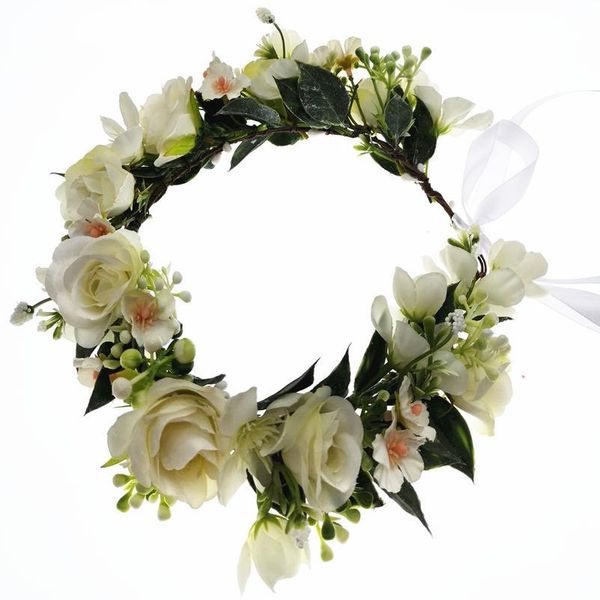 

rose flowers crown festival headband women hair accessories headdress bridesmaid girl floral garland wedding floral qylpgf