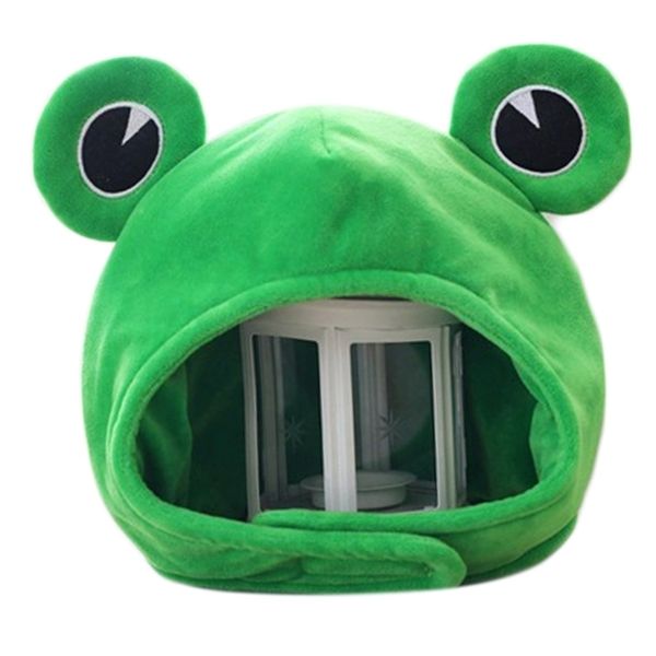 Novidade engraçada grande sapo olhos bonitos desenhos animados cartoon chapéu de pelúcia brinquedo verde headgear tampão cosplay traje vestido foto poster y201024