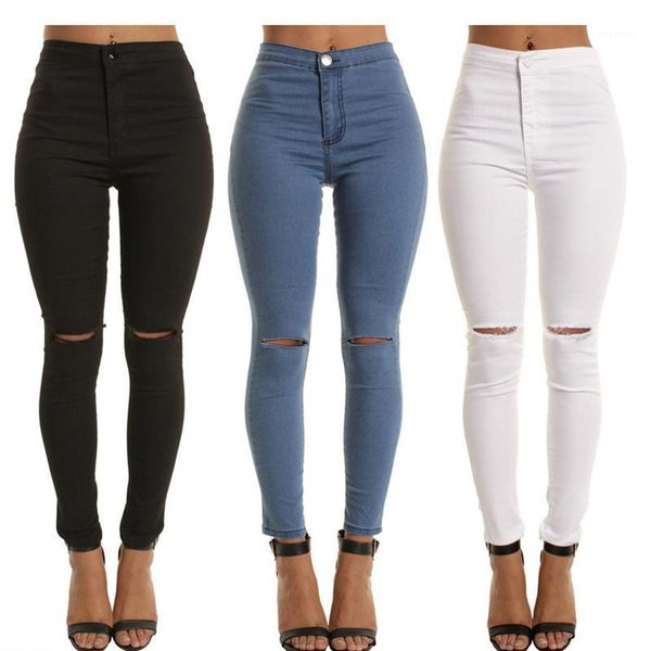 

2020 new arrival fashion women denim skinny pants high waist stretch jeans slim pencil ladies casual jeans w461, Blue