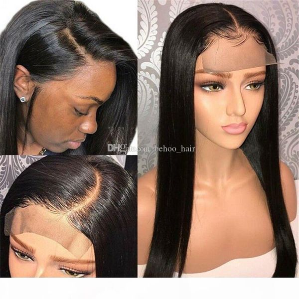 

5*4.5'' silk full lace wigs straight silk base lace front human wigs for black women full lace wig with baby hair, Black;brown