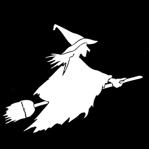 

car sticker witch flying broom funny decoration accessories sticker waterproof sunscreen , 17cm*12cm