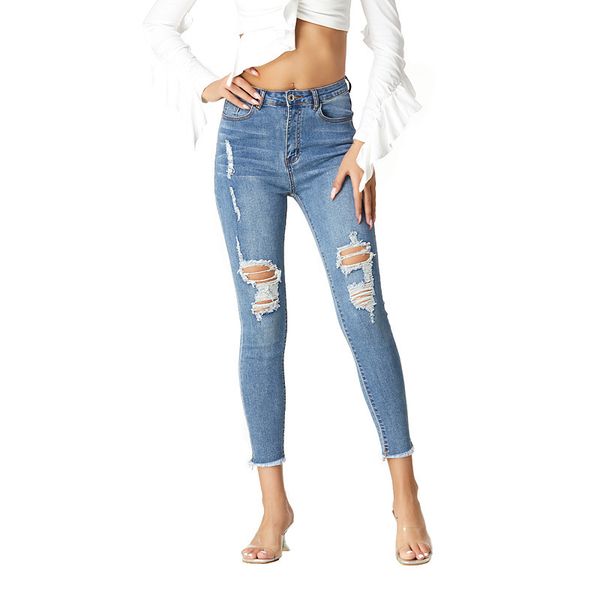 

spring leggings stretch slim jeans women's trousers, Blue