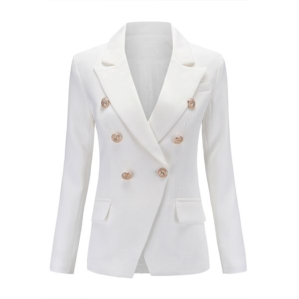 Pista Europeia Classic Designer Shawl Collar Double Breasted Botons Blazers Blazers Escritório Lady Blazer Plus Size XXXL 201023