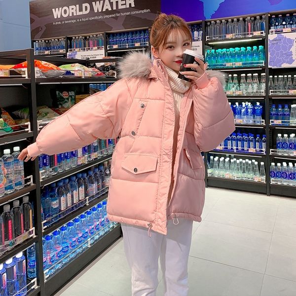 

2020 women fashion office new hooded dame winter female sweet parka oversized jas short klntc, Black