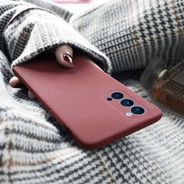 

pure color frosted opporeno5 mobile phone case silicone anti falling reno5pro busins men's and women's oppo all inclusive lens ren