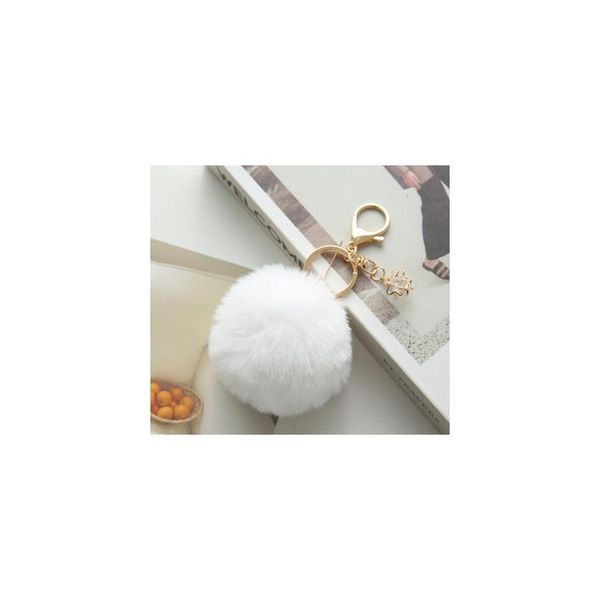 

fashion fur ball pom pom key chain with flower ball rabbit hair for women bag car ornament pendant key ring holder f sqcnjk, Slivery;golden