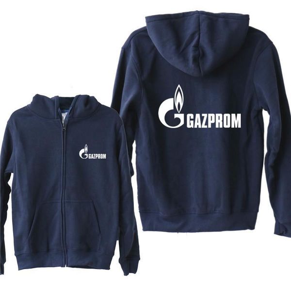 

new russia gazprom hoodies autumn fleece zipper jacket gazprom sweatshirt men pullover drop shipping good quality, Black