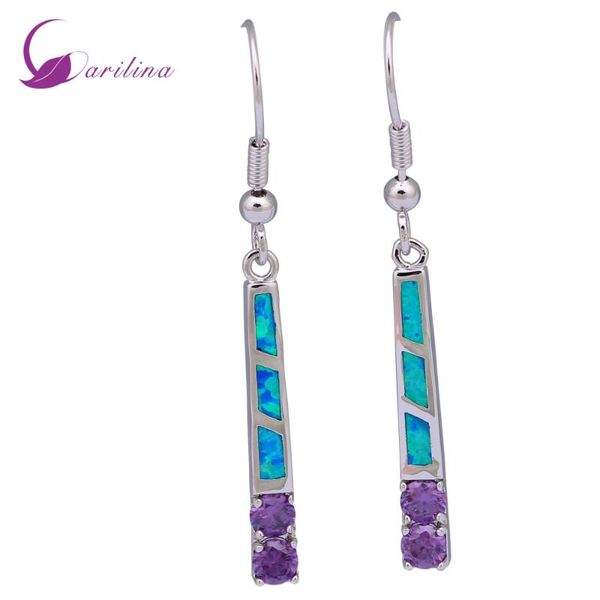 

dangle & chandelier perfect silver color blue opal earrings purple crystal for womens fashion jewelry e371