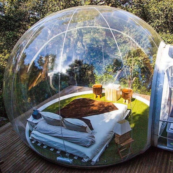 Barraca de bolha inflável casa de bolha ao ar livre para acampar 4m diâmetro preço de fábrica barato frete grátis soprador livre