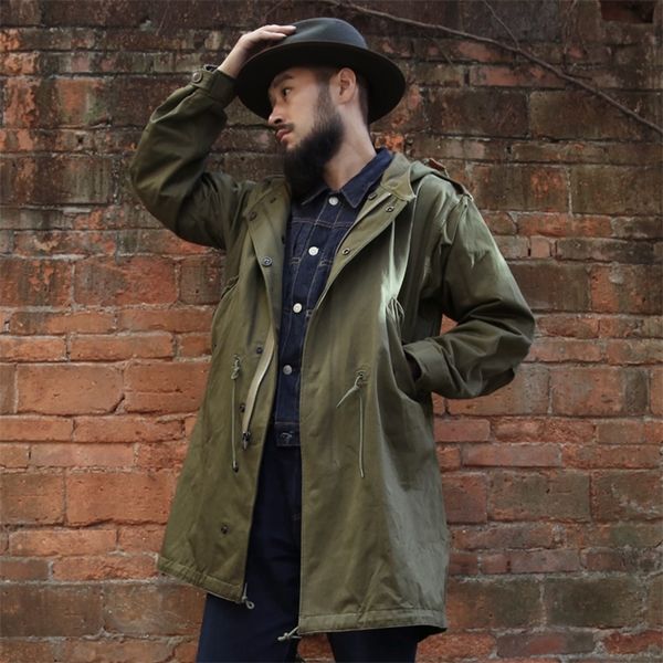 

bronson mans big size cotton fabric vintage m51 parka jacket 201105, Black;brown