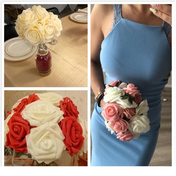 

20pcs/lot 8cm artificial flowers pe foam rose fake flowers head for home wedding flower bride bouquet de jllppd