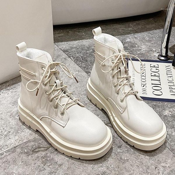 

boots winter women ankle 2021 fashion plush shoes black beige leather gothic short warm fur ankle1