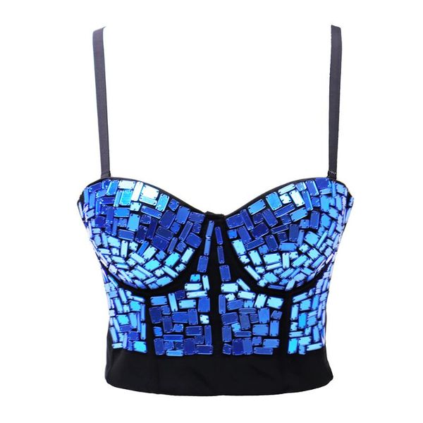 

sequin blue crop summer glitter backless woman clothes, White