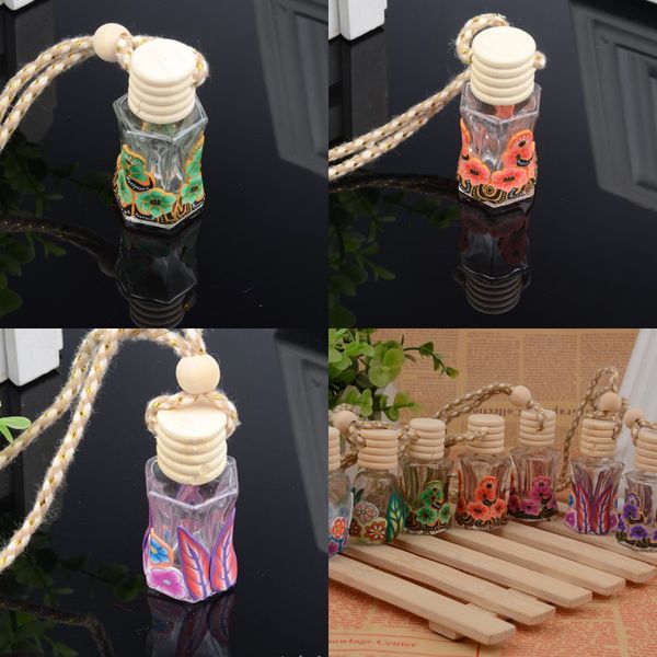 

flower pattern transparent bottles pendant soft ceramics empty glass bottle automobile ornament home furnishing decoration new 1 35hl j2