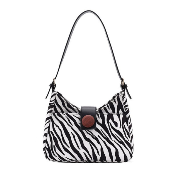 

2021 women's autumn and winter retro frosted design all-match one-shoulder fashion underarm bag zebra pattern black handbag pm54