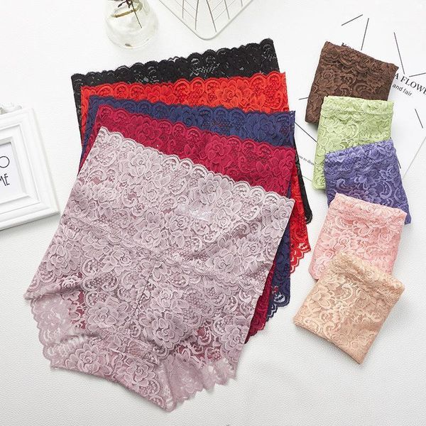 

plus size underwear women panties briefs for female underpant lingerie lace cotton string big size spandex pink1, Black;pink