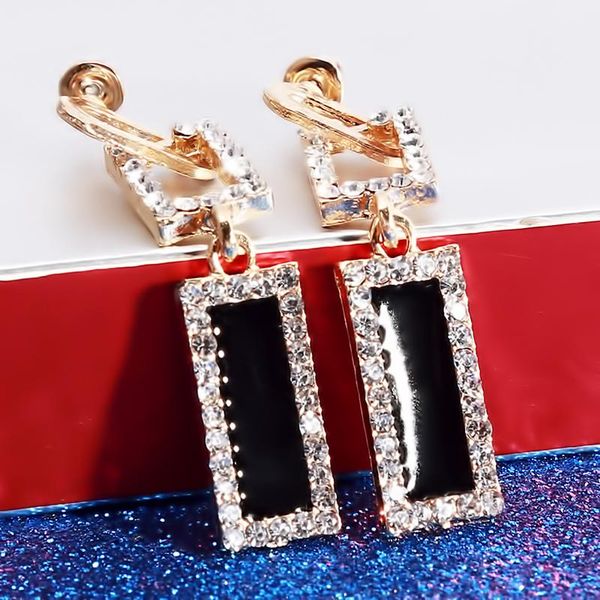 

dangle & chandelier 2021 korean style geometric rhinestone drop earrings long black rectangle for women party jewelry gift, Silver
