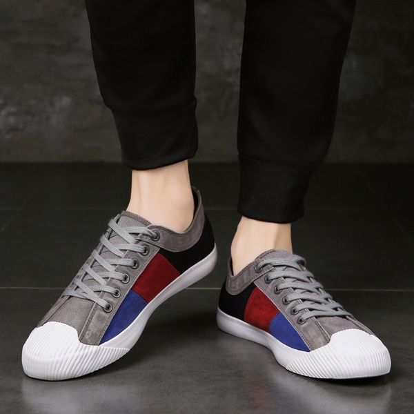 

2020 new classic ins low canvas shoes vulcanized board shoes men's college color splicing korean sports casual shoes c1212, Black;white