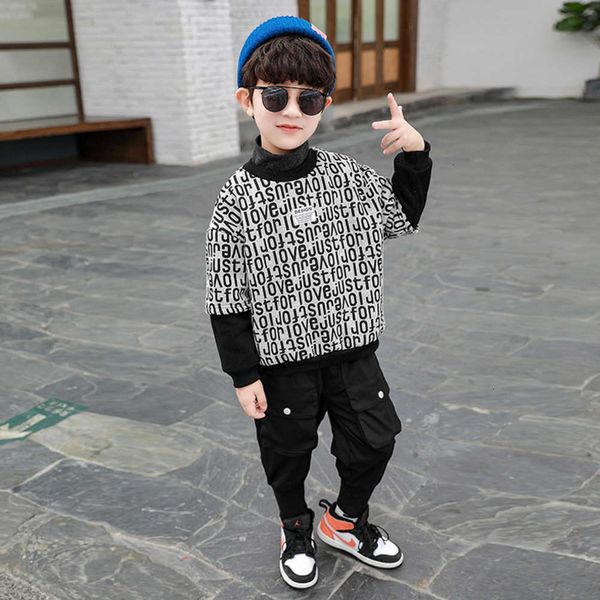 

plush trendy brand sweater with boys' and thickened children's foreign sle top, Black